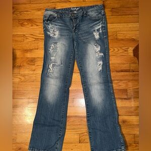 Distressed Amethyst Blue Jeans